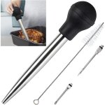 Poire � jus en acier inoxydable et caoutchouc de qualit� alimentaire avec injecteur de marinade et brosse ...