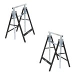 Lot de 2 trteaux d'chafaudage tlscopiques noirs - rglable en hauteur et pliables - noir