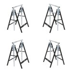 Lot de 4 trteaux d'chafaudage noirs - rglable en hauteur et pliables - noir