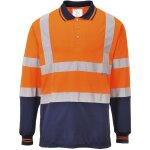 Polo bicolore manches longues couleur : orange / marine taille xxl portwest