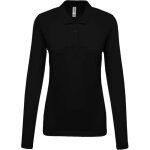 Polo de travail piqu manches longues femme kariban 100% coton noir m