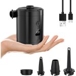 Pompe � air �lectrique rechargeable 5200 mah avec �cran num�rique, gonfleur rapide 280 l / min, 3 buses ...