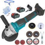 Ponceuse sans fil 18 v, 125 mm, avec poign�e, outil sans balais et 2 batteries de 5, 5 ah, pour le sciage ...