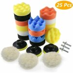 Ponge de polissage pour voiture, kit d'�ponge de polissage avec adaptateur de foret m10, jeu de 25 tampons ...