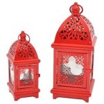 Port de la bougie de nol set 2 pices tealight en forme de lampe rouge 34cm e 23cm