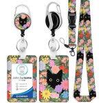 Porte badge avec cordon tour de cou avec porte - cartes, porte badge enrouleur, swivel lobster clasp ...