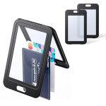 Porte badge avec fen�tre double face �tui vertical en plastique rigide porte carte noire pour cartes ...