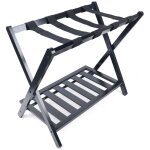 Porte - bagages pliant en bambou pour h�tel support de rangement noir pour valise 2 couches