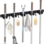 Porte - balais mural, 5 porte - balais muraux et 4 crochets noirs, porte - balais � percer ou � coller ...