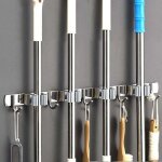 Porte balai mural - accroche balai en acier inoxydable, support cintre de rangement pour cuisine, garage, ...