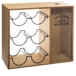 Porte bouteilles coloris beige en bois / m�tal - longueur 39, 7 x profondeur 15 x hauteur 35 cm pegane ...