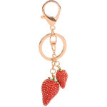 Porte - cl�s en alliage exquis de fraises fra�ches peintes � l'huile, cadeau d'anniversaire, pendentif ...