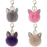 Porte - cl�s, porte - cl�s fluffy ball rabbit porte - cl�s peluche pompom ball bag charms, lot de 4,
