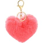 Porte - cl�s fluffy peluche coeur charme anneau porte - cl�s, 1410cm
