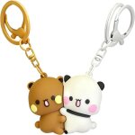 Porte, cl�s magn�tiques mignons pour couple, blanc et caf� (lot de 2)