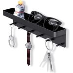 Porte cle mural en m�tal avec �tag�re de rangement, porte clef mural avec 6 crochets et porte revue, ...