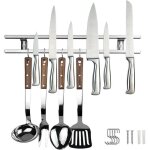 Porte - couteaux magn�tique, 40 cm, super magn�tique, double porte - couteaux magn�tique avec 4 crochets, ...