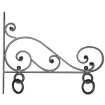 Porte enseigne en volutes - longueur 600mm hauteur 485mm plat de 20x8mm - � visser - fer forg� grenaill� ...