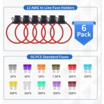 Un porte - fusible �tanche enfichable 12v 12awg avec 66 fusibles automobiles standard (2a / 3a / 5a / ...