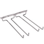 Porte verres suspendu, support verre � vin chrom� � deux rang�es de support mural pour verres � pied ...