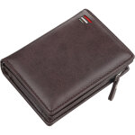 Portefeuille homme en cuir pu avec fermeture �clair, porte - cartes multiples et compartiment � pi�ces ...