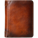 Portefeuille homme en cuir vintage avec porte - monnaie, multiples fentes cartes, grand format marron ...