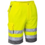 Bermuda haute visibilit� hivis poly - coton portwest jaune / gris m