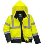 Blouson haute visibilit� imperm�able portwest matelass� classe 3 jaune / bleu marine xs