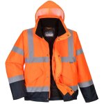 Blouson haute visibilit� imperm�able portwest matelass� classe 3 orange / marine xl