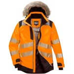 Parka de travail hiver haute - visibilit matelasse impermable avec capuche amovible pw3 portwest orange ...