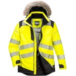 Parka de travail hiver haute - visibilit� matelass�e imperm�able avec capuche amovible pw3 portwest jaune ...