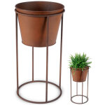 Pot de fleur sur pied en metal effet rouille