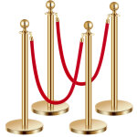 Poteau de guidage, 4 pcs, barriere de balisage pour controle de foules, avec base creuse, 2 cordes velours ...