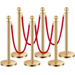 Poteau de guidage, 6 pcs, barriere de balisage pour controle de foules, avec base creuse, 4 cordes velours ...
