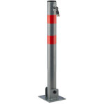Poteau de parking rond, hxlxp: 65x15x13 cm, 3 cls, barrire rabattable, acier, bandes rouges, anthracite ...