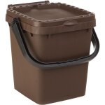 Poubelle ferme'e ecoplus 10 lt en polypropyle'ne marron cm 24x26x30h avec couvercle et poigne'e pour ...