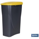 Poubelle jaune pour recycler du plastique et des emballages trois dimensions et capacit�s diff�rentes ...