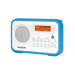 Prd18 b - a blue white portable digital radio fm am am lcd screen alarm battery - sangean