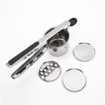 Presse puree manuel, sopito ecrase pur�e en acier inoxydable avec 4 disques interchangeables, pour pommes ...