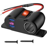 Prise de chargeur de voiture double usb 36w 12v qc3. 0 chargeur allume cigare avec interrupteur et led ...