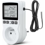 Prise thermostat programmable avec sonde pour chauffage, serre, aquarium, minuterie num�rique programm�e ...