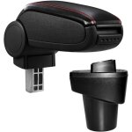 Pro. tec - accoudoir central avec compartiment similicuir noir avec couture rouge