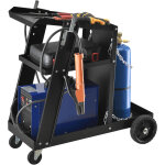 Chariot de soudage avec 3 plateaux et rangement de bouteille de gaz acier noir [ pro. tec Chariot de soudage avec 3 plateaux et rangement de bouteille de gaz acier noir [ pro. tec