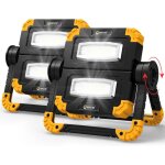 Projecteur chantier rechargeable lampe : 20w led spot portable lumi�re de travail, 2 cob 2000 lumens ...