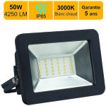 Jamais utilis] projecteur led 50w 4250 lm 3000k ip65 connexion en direct - garantie 5 ans