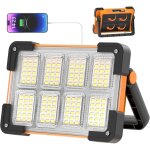 Projecteur led batterie, projecteur led chantier, 4 modes lampe led rechargeable solaire, portable l ...