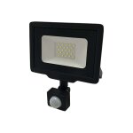 Projecteur led noir 20w (100w)  dtecteur ip65 1600lm - blanc chaud 2700k