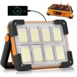 Projecteur led rechargeable, projecteur led chantier portable solaire & batterie rechargeable, 4 modes ...
