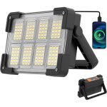 Projecteur led rechargeable, projecteur de chantier portable avec solaire & batterie 6000mah, 4 modes ...