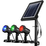 Projecteurs led solaires imperm�ables 3 grb lampes, e�glable ip68 �tanche lampe solaire lumi�res solaires ...